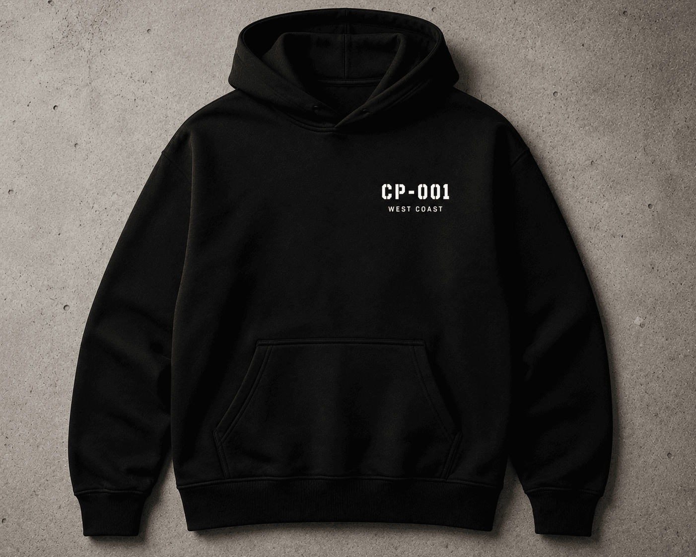CP-001 Heavyweight Hoodie — flat lay